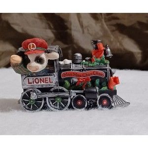 Mary’s Moo Moos "Christmas Is Coming Right On Time!" Enesco Cow Lionel Train